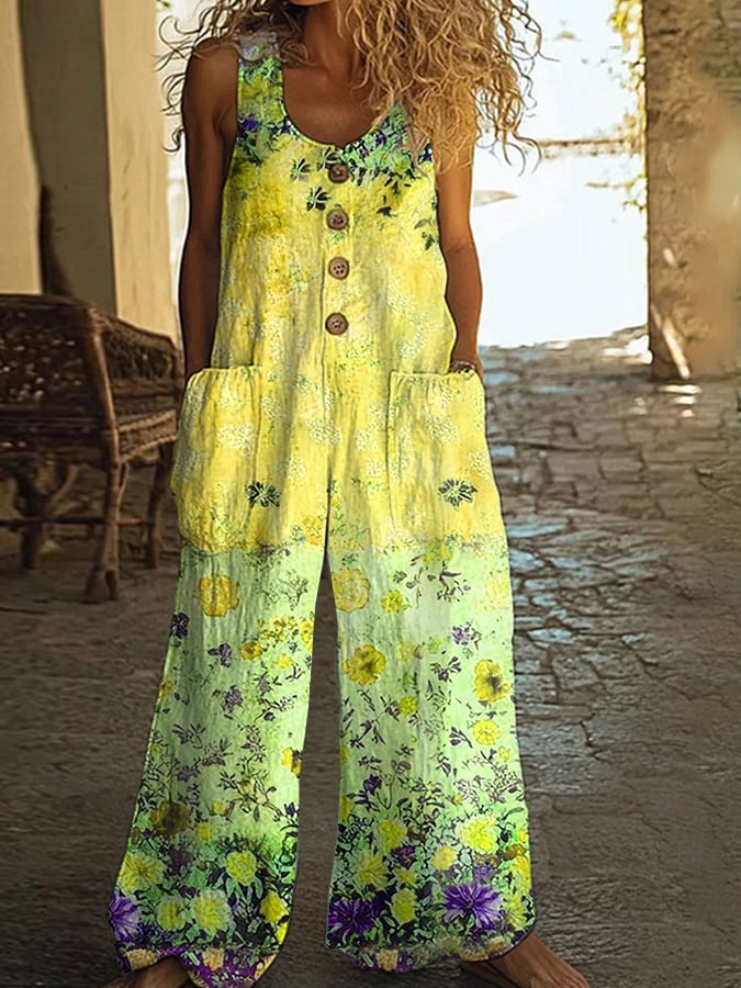 Elaine | Vintage Jumpsuit met Bloemen Patchwork