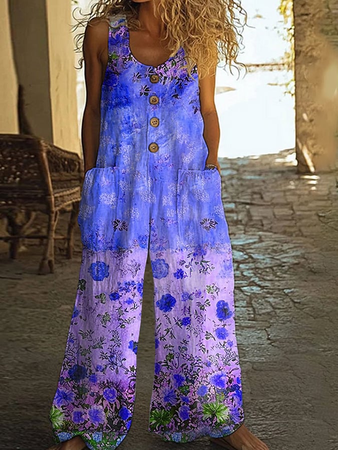 Elaine | Vintage Jumpsuit met Bloemen Patchwork