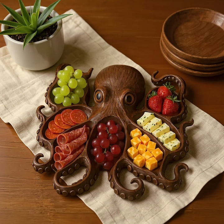 OctoBoard™ | Rustieke Handgemaakte Octopus Borrelplank
