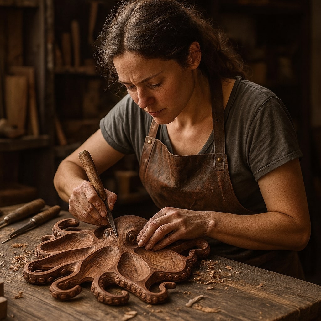 OctoBoard™ | Rustieke Handgemaakte Octopus Borrelplank