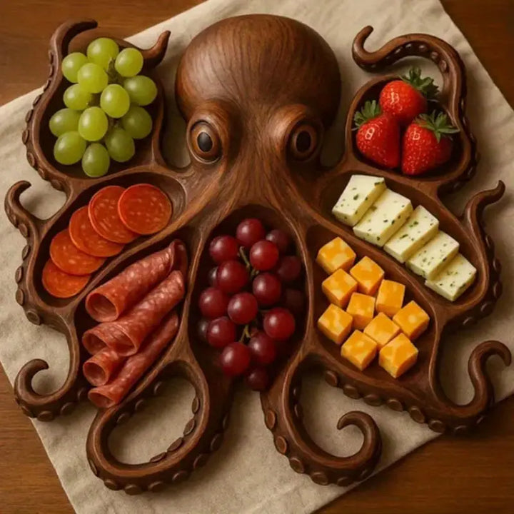 OctoBoard™ | Rustieke Handgemaakte Octopus Borrelplank