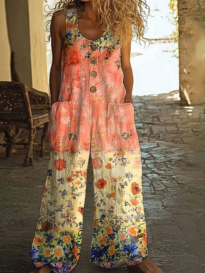 Elaine | Vintage Jumpsuit met Bloemen Patchwork