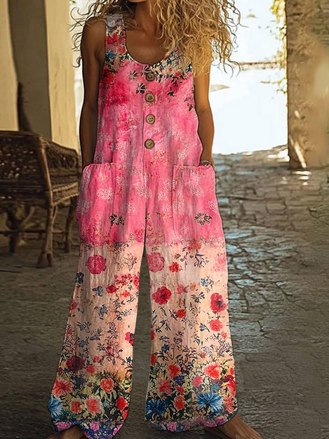 Elaine | Vintage Jumpsuit met Bloemen Patchwork