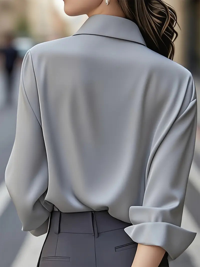 Amiliana - Elegant Long Sleeve Button Down Shirt